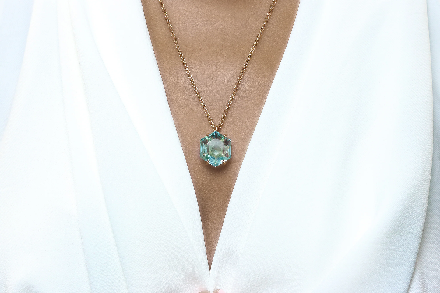 Sparkly Blue Topaz Necklace with chain