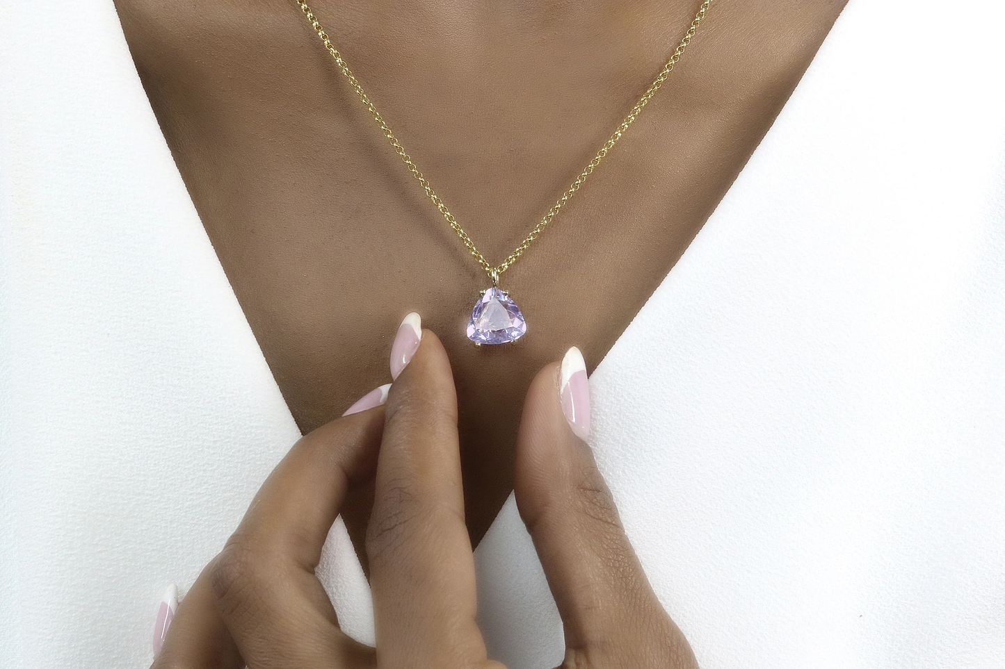 Vivid Luxurious Trillion Tanzanite Necklace with chain