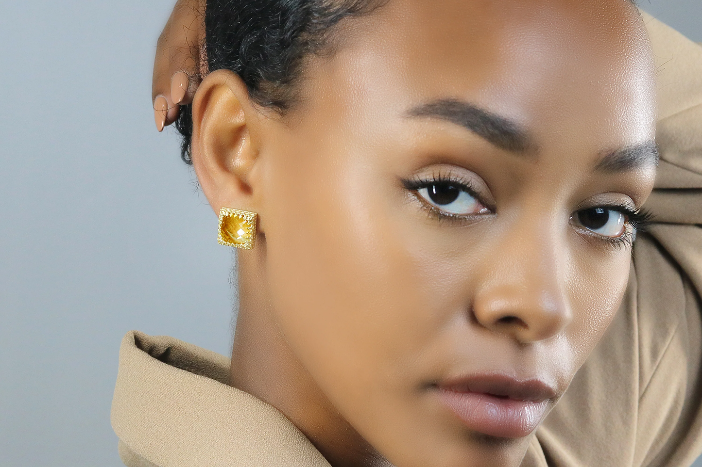 Brilliant Citrine Stud Earrings