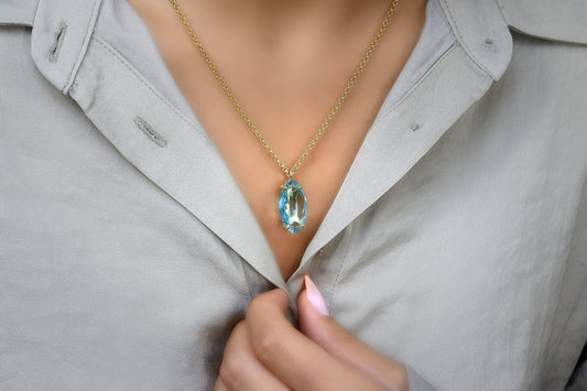 Sparkling Blue Topaz Necklace with chain