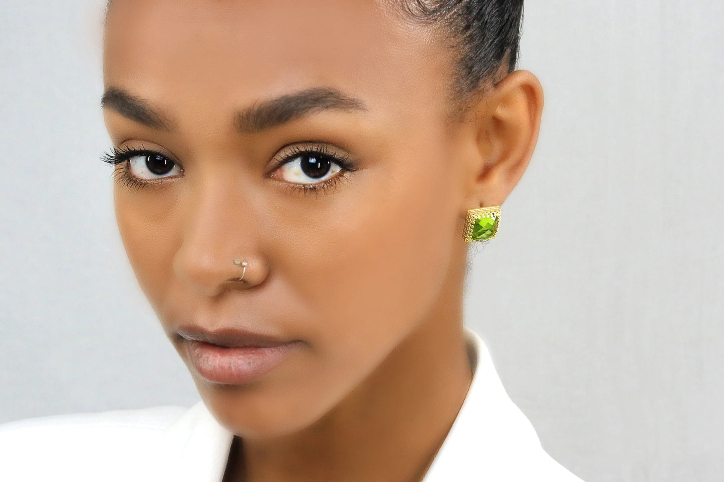 Vibrant Luxurious Peridot Stud Earrings